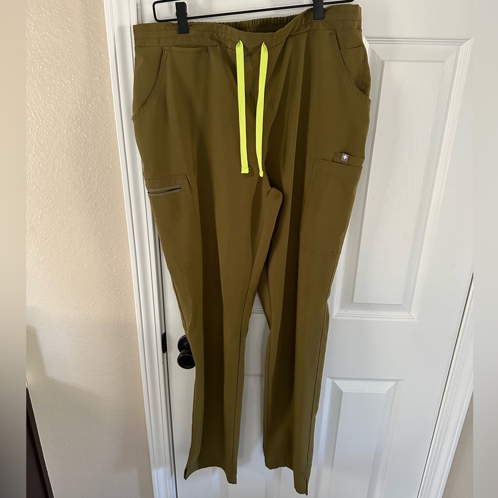 FIGS Yola Scrub Pants, Martini Olive, Large Tall